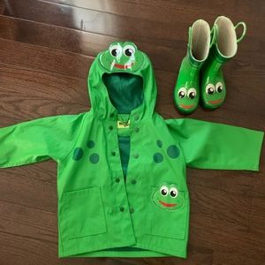 Green Frog Toddler Raincoat & Boots